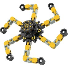 MEGA Transforming Fidget Spinners Dönüştürülebilir Zincir Robot Oyuncak Stres Çarkı Sarı