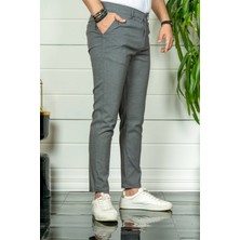 Modamesto Erkek Füme Slim Fit Kumaş Pantolon