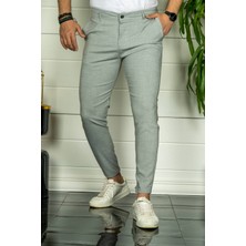 Modamesto Erkek Gri Slim Fit Kumaş Pantolon