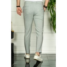 Modamesto Erkek Gri Slim Fit Kumaş Pantolon