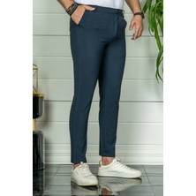 Modamesto Erkek Lacivert Slim Fit Kumaş Pantolon