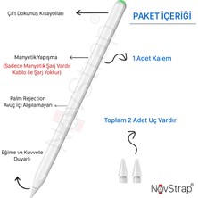 NovStrap Apple iPad Air 4/5 10.9 Uyumlu Kalem Pencil Manyetik Eşleşme Şarj Avuç İçi Reddi 2 Adet Uç