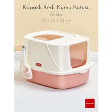 Pakeway 2 Kapılı Kürekli Kedi Kumu Kutusu Pembe - Pakeway