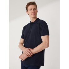 Süvari Polo Yaka Armürlü Lacivert Erkek T-Shirt TS1014000271