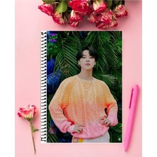 Anime And Your World Jimin Bts Defter 1 Adet Özel Tasarım A4 Boyutu 21*29 cm Telli Kareli Büyük Boy Defter