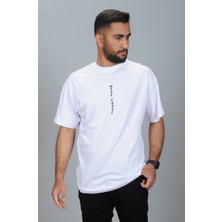 İltaş Erkek Oversize Tshirt  Yazı Baskılı Bisiklet Yaka Yazı Baskılı Tshirt