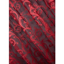 Taç Şal Desen Kullanıma Hazır Ekstraforlu Pilesiz Tül Perde Tek Kanat - Bordo 100 x 270 cm