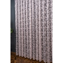 Taç Şal Desen Kullanıma Hazır 1/3 Sık Pile Tül Perde Tek Kanat - Pudra 120 x 200 cm