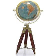 Dünyadan Hediyeler Ahşap Tripod Standlı Dünya Küre Zemin Dekoru Döner Dünya Küre Modern Harita Atlas 62CM Mavi