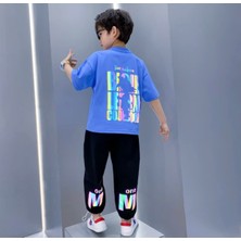 Kids Face Özel Tasarım One M Sırt Baskılı  Pamuk Kısa Kollu Yazlık Erkek Çocuk Eşofman Takımı