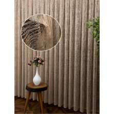 Taç Buz Kırığı Kullanıma Hazır 1/2,5 Normal Pile Tül Perde Tek Kanat - Bej 100 x 200 cm