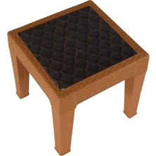 Almina Premium Rattan Sehpa 45X45CM Kamp Masa Sehpa ve Piknik Seti 6 Adet