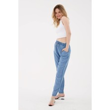 Fashion Friends 23Y-PNT0657K1 Kadın Beli Bağlamalı Denim Pantolon