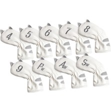 Attract Golf Head, Ekipman Aksesuarları Kalın Kalın Sargılı Putter Headcover 9 Adet Demir Beyaz (Yurt Dışından)