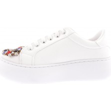 DGN 872-23Y Kadin Burnu Kristal Taş Tokali Bağcikli Ayakkabi