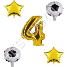 Best Parti Futbol Topu Yıdız Rakam Balon Seti Gold Yaş 4