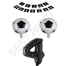 Best Parti Futbol Topu Yıdız Rakam Iyiki Doğdun Banner Balon Seti Yaş 4