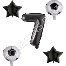 Rönesans Parti Futbol Topu Yıdız Rakam Balon Seti Siyah Yaş 7
