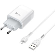 Hoco C73A Çift USB Girişli Hızlı Şarj Adaptörü ve Hızlı Iphone Şarj Kablosu 1m