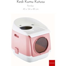 Pakeway Çift Kapılı Kedi Kumu Kutusu Pembe