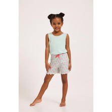 Katia & Bony Fun Giraffe Ribli Kız Çocuk Şort Yeşil