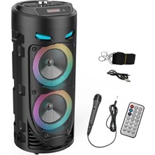 Ally ZQS4239 Mikrofonlu Taşınabilir Dev Speaker LED Işıklı Bluetooth Hoparlör - 4INC×2-8W×2 1800MAH