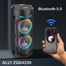 Ally ZQS4239 Mikrofonlu Taşınabilir Dev Speaker LED Işıklı Bluetooth Hoparlör - 4INC×2-8W×2 1800MAH