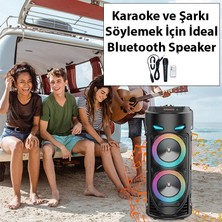 Ally ZQS4239 Mikrofonlu Taşınabilir Dev Speaker LED Işıklı Bluetooth Hoparlör - 4INC×2-8W×2 1800MAH