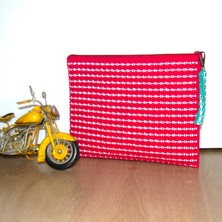 Pafuli El Örgüsü Özel Tasarım Düğme Detaylı Clutch Çanta Seti Fuşya - Mint - Lacivert