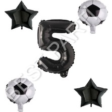 Best Parti Futbol Topu Yıdız Rakam Balon Seti Siyah Yaş 5