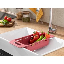 English Home Trendy Plastik Ayarlanabilir Lavabo Süzgeci Süzgeç 48X19X8 cm Kırmızı