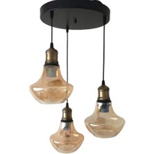 Mylights  Vintage Rustik Bal Camlıı  Üçlü Avize