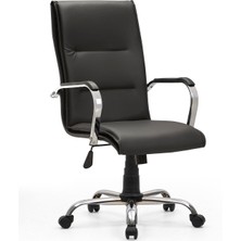 Mehmet Yaren Büro Eko Müdür Bilgisayar - Ofis - Müdür - Büro - Çalışma Koltuğu Siyah Renk Krom Ayaklı
