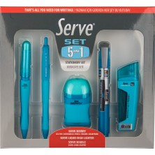 Serve Set 5 In 1 - Berry - Likit - Double 5'li Pet Ambalaj - Kırtasiye Seti