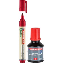 Edding 28 Ecoline Doldurulabilir Tahta Kalemi ve BT30 Mürekkep 30 ml Kırmızı 2 Li Set