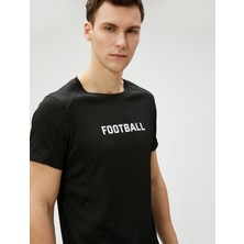 Koton Spor Tişört Dikiş Detaylı Slogan Baskılı Bisiklet Yaka