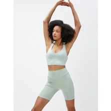 Koton Sporcu Sütyeni Halter Yaka Minimal Baskılı