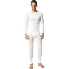 Çift Kaplan Erkek Uzun Kol Beyaz Fanila 1000