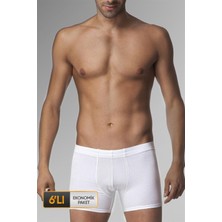 Çift Kaplan Erkek Elastanlı Beyaz Boxer 0810 6'lı Ekonomik Paket