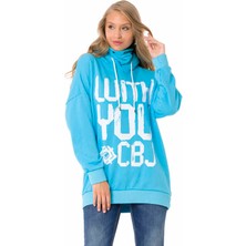 Cipo & Baxx WL345 Turkuaz Oversize Bayan Sweatshirt