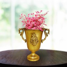Razse Metal Vazo Vintage Eskitme Altın Dekoratif Şık Saksı 35*28*48,5 cm