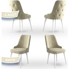Canisa Concept Maya Serisi,  Babyface Ithal Kumaş Sandalye Beyaz Gürgen Ayak 4 Adet