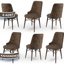 Canisa Concept Araz Serisi  Babyface Ithal Kumaş Sandalye Ceviz Gürgen Ayaklı 6 Adet Sandalye