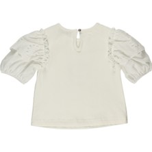 Panço Kız Bebek Kolları Dantel Detaylı T-Shirt