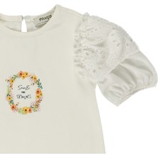 Panço Kız Bebek Kolları Dantel Detaylı T-Shirt