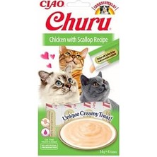 Ciao Cream Tavuklu ve Deniz Taraklı Kedi Ödülü 4 x 14 gr