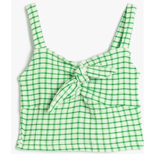 Koton Crop Üst Askılı Dokulu Önden Bağlamalı Parlak