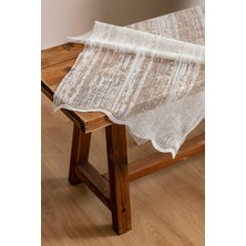 Evdepo Home Taç Kalın Çizgili Kullanıma Hazır 1/2,5 Normal Pile Tül Perde Tek Kanat - Krem 100 x 260 cm