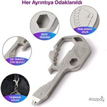 Alazpay Paslanmaz Çelik Outdoor Multifonksiyonel Çok Amaçlı Anahtarlık