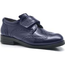 Rakerplus Lacivert Cırtlı Oxford Erkek Çocuk Rugan Ayakkabı